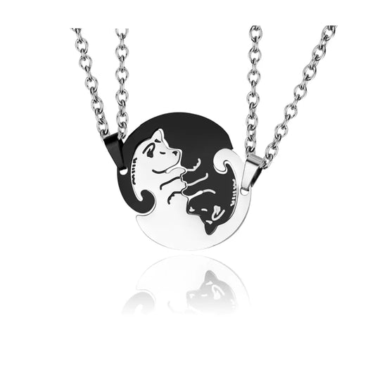 Dog Couple Necklace – Matching Round Disc Friendship Necklace